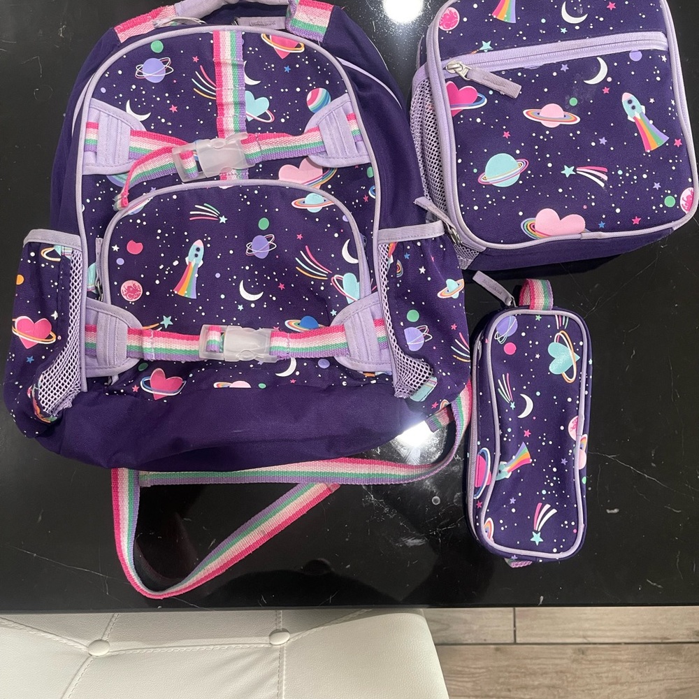Space-Themed Kids Backpack Set - Purple